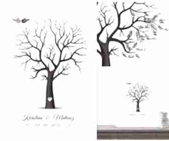 gości weselnych - alternatywna kreatywne album, drzewo, księga, wesele, plakat