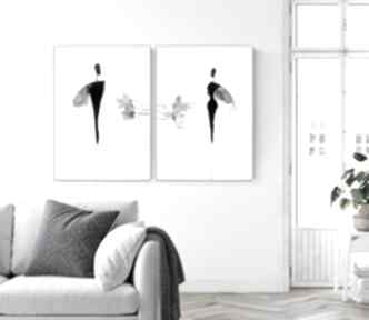 Zestaw 2 grafik 50x70 cm wykonanych ręcznie, abstrakcja, elegancki minimalizm art krystyna
