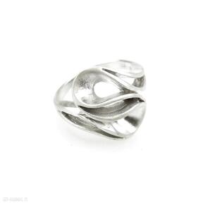 Fala biała - pierścionek srebrny venus galeria - biżuteria, autorska, prezent