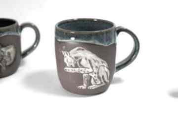Ceramika azul horse na prezent, kubek do kawy, z rysiem, bieszczady, leśne opowieści