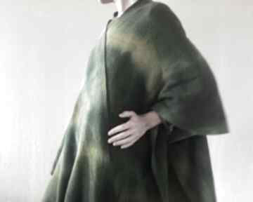 w zieleniach i kapką musztardy płaszcze anna damzyn kardigan, kimono, ponczo, sweter, wełniany