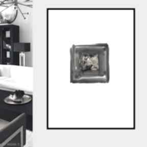 Minimalistyczna abstrakcja "złoty kwadrat na czarnym tle" 70cm x 50cm ajan art, minimalizm