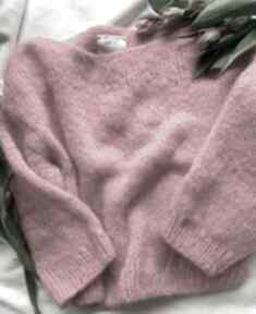 Sweter pomelo pink handmade swetry happy czapy różowy, oversize modny alpaka wełana, ręcznie