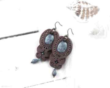 Kolczyki soutache aristo burgundy poli glinka design