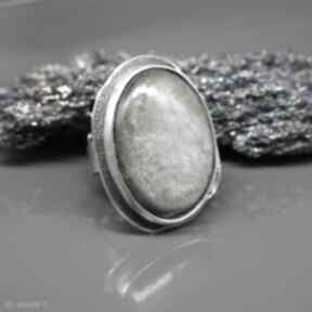 Blask obsydiany - pierścionek "kili" branicka art srebrny, srebro, obsydian, smocze szkło