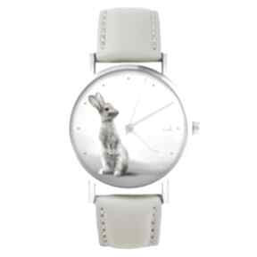Zegarek - zając skórzany, beżowy zegarki liliarts, pasek - królik