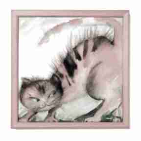 Święta upominek: dla dziecka - rudy kotek psotek ilustracja, wydruk, na mikołaja, pod choikę