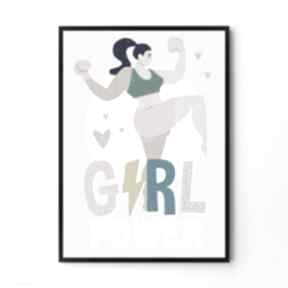 miętowy girl power 50x70 cm B2 plakaty hogstudio obraz, plakat, grafika