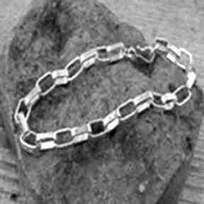 Bransoleta srebrna z moletowanych ogniw loopart bransoletka łańcuch, 925, oksydowana