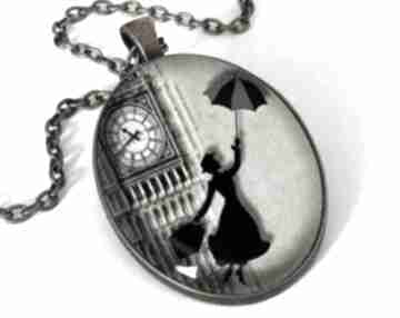 Mary poppins - owalny medalion z łańcuszkiem naszyjniki eggin egg, londyn, angielski