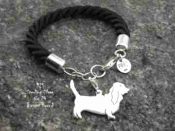 Basset hound srebro próby 925 bransoletka nr 24 frrodesign, z psem, rękodzieło handmade