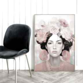 Plakat dziewczyna kobieta kwiaty - format 50x70 cm plakaty hogstudio, z nomadmum, do salonu