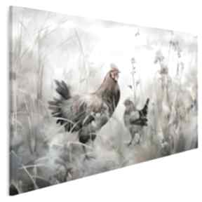 Obraz na płótnie - ptaki kura beżowy wieś 120x80 cm 114001 vaku dsgn, dekoracja ścienna
