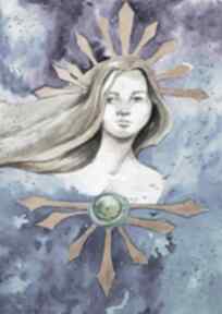 "przebudzenie gwiazdy" akwarela artystki adriany laube - kobieta, portret art, obraz