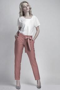 sd109 spodnie lanti urban fashion kokarda, pasek, czerwone, kieszenie
