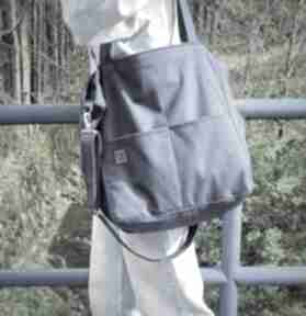 Lazy bag pocket eco na ramię hairoo granatowa, bawełniana, canvas, duża torba, z kieszeniami