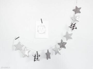 Girlanda black white silver 145cm gwiazdki stars gwiazdeczki