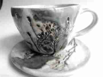 Ceramika rękodzieło filiżanka z gliny - dekoracja wnętrza użytkowa: do kawy - pomysł