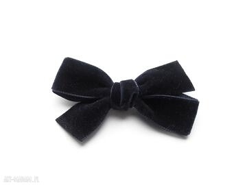 Spinka do włosów kokarda velvet bow granatowa ozdoby momilio art, aksamitka