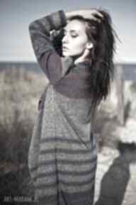 Sweter wełniany ellie swetry katarzyna nadarzynska, długi, wełna, kolorowy, zima