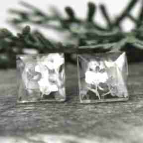 Niewielkie sztyfty z żywicy i kwiatów k79 herbarium jewelry z wkrętki z prawdziwe kwiat