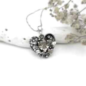Serce z - srebrny artymateria wisiorek, z cytrynem, naszyjnik z serduszko, romantyczny prezent