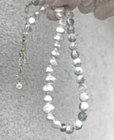 Agat i perła naszyjniki bijoux by marzena bylicka, ognisty, asymetryczny, pastelowy, kamienie