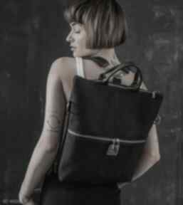 Plecak torba 2 w 1 z nubuku tapicerskiego czarny torebki bags philosophy, elegancka, a4