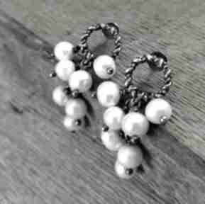 Kolczyki - sztyfty z perłami irart srebro oksydowane, perły