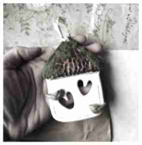 Domek z mchu ceramika wylęgarnia pomysłów, serce, mech, ptaszki
