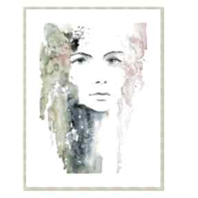 Kobieta, akwarela, oryginalny 50x70 cm 2 plakaty aleksandrab plakat, twarz, dekorac, salon