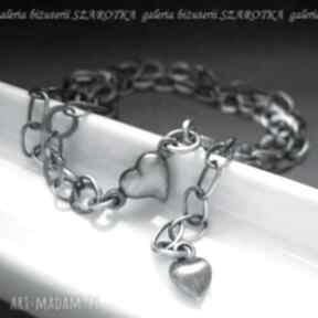 Serdusiowa bransoletka ze srebra szarotka serce, serduszko, łańcuszki
