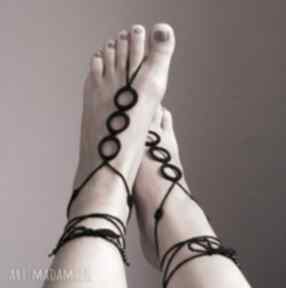 Biżuteria stopy czarny barefoot nogę sznurkowa ozdoba