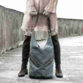 Kofi - duża torba worek turkusowa na ramię incat, pojemna, swobodna, wygodna