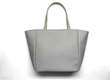 Shopper bag - szary i rączki limonka na ramię torebki niezwykle elegancka, nowoczesna, prezent