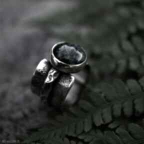 Pierścień z agatem mszystym dziki krolik srebrny pierścionek