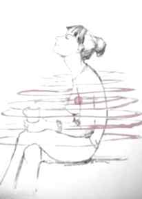Siła rysunek piórkiem z dodatkiem artystki plastyka laube adriana art akwarela, kobieta, kubek