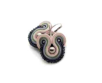 Kolorowe kolczyki sutasz z hematytem si su soutache, sznurek, koraliki, wesołe, słoneczne