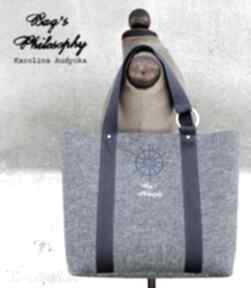 Tote torebki bags philosophy marynarska, marine, filc, haftowana