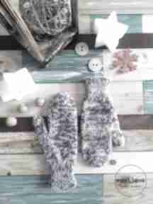 Wełniane owieczki - fioletowy mix love rękawiczki, wełna - pure wool, prezent