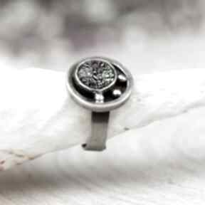 Surowy ze szkłem dichroicznym a611 artseko pierścionek, srebro, biżuteria, elegancki