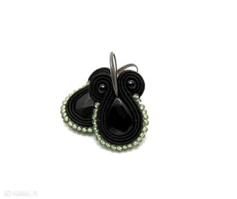 Kolczyki sutasz z onyksami si su soutache, onyks, sznurek, eleganckie, małe, czarne