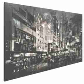 Obraz na płótnie - miasto budynki 120x80 cm 21601 vaku dsgn, ulica, światła, przechodnie