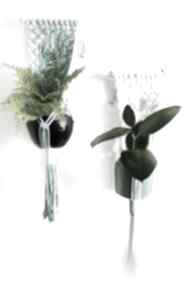 Kwietnik ze sznurka wiszący zestaw dekoracje hygge macrame, 2 kwiaty, podwójny, makrama