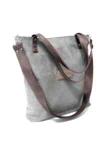 Shopper bag na ramię czarnaowsianka torba, szara, modna, wygodna, trendy