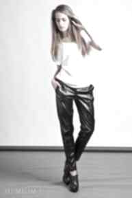 sd103 spodnie lanti urban fashion skóra, skaj, kieszenie, czarne