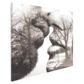 Obraz na płótnie - pocałunek drzewa w kwadracie 80x80 cm 29504 vaku dsgn, para, miłość