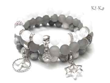 Kolekcja rich grey and pink set kwarc jaspis jadeit agaty