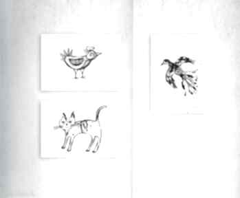 3 biało czarne, zestaw plakaty, minimalizm printy pokoik dziecka annasko zwierzęta, grafiki