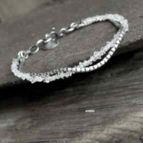 Diament - 04 arvena górski, biżuteria autorska, bransoletka, kryształ herkimer, srebro